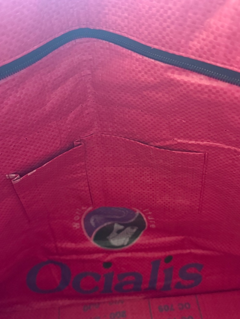 Red Graphic Reusable Tote Bag with Front Flap Pocket - Picture 4 of 8